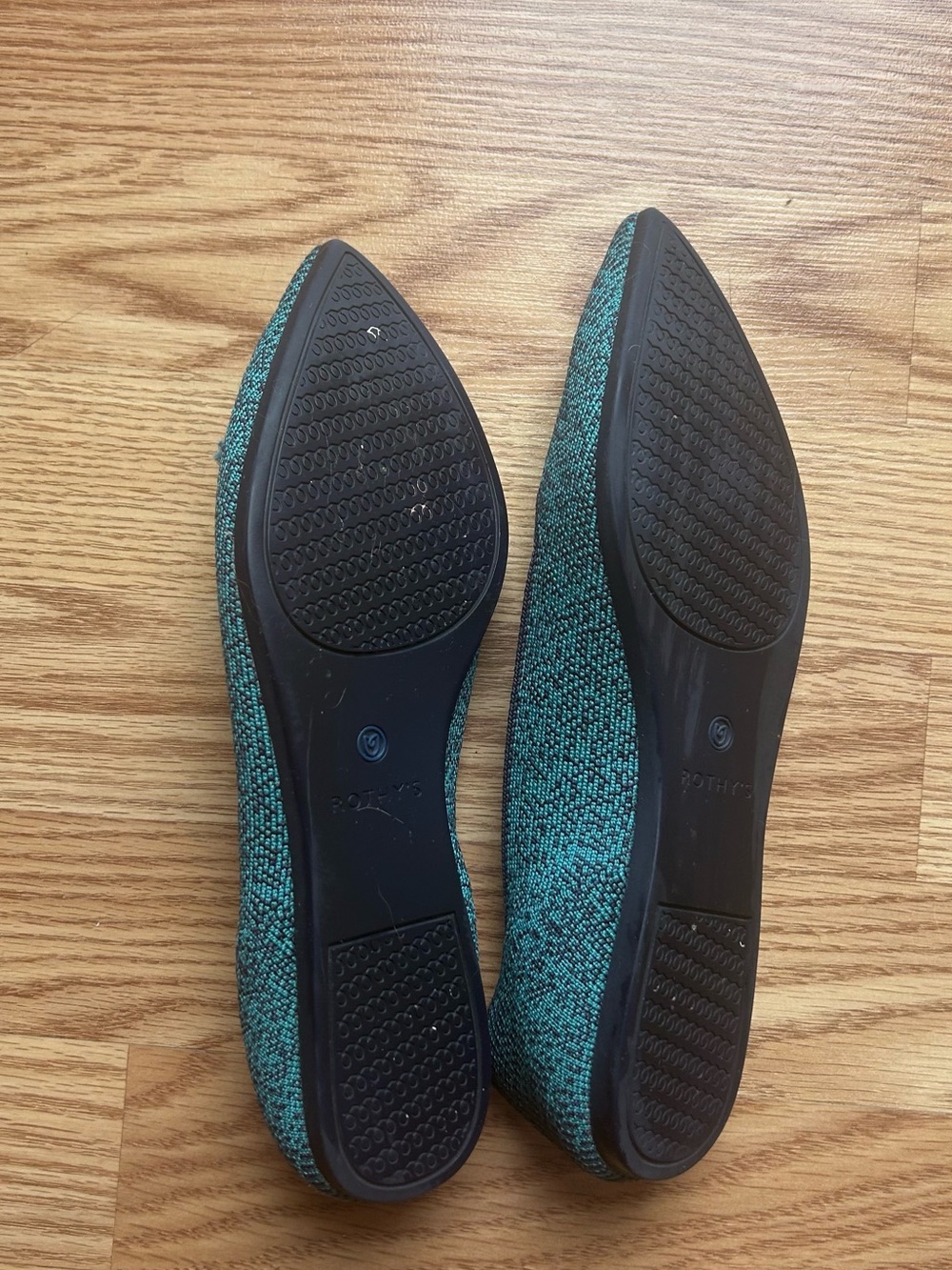 Rothy’s The Point Flat Size 8.5 Teal Blue and Black - Picture 2 of 6